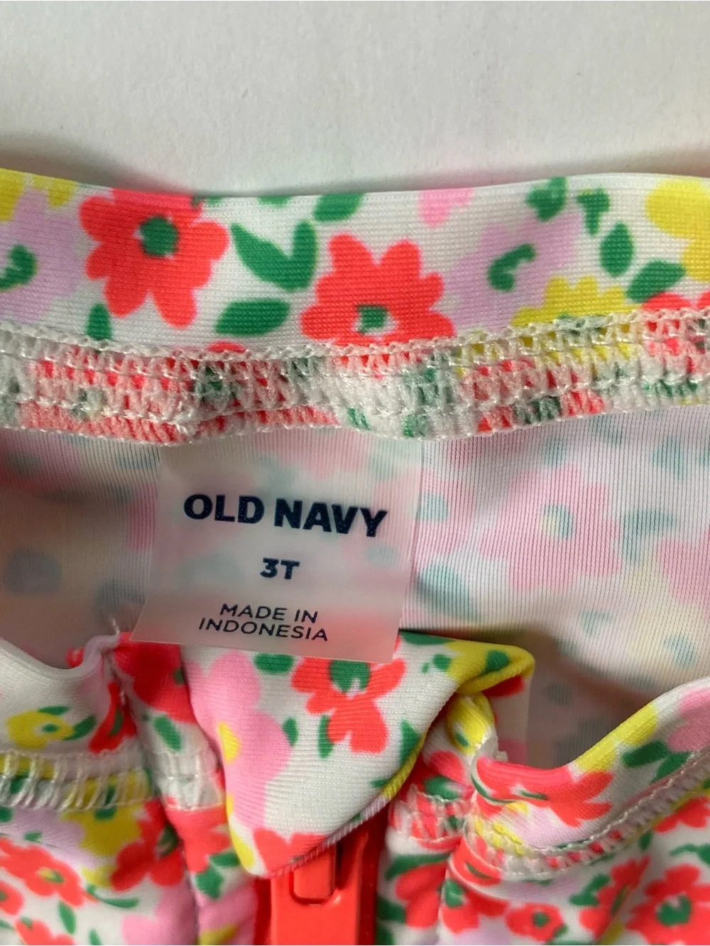 Rashguard Swimsuit 3T Old Navy One Piece Floral Long Sleeve Girls EUC Orange EUC